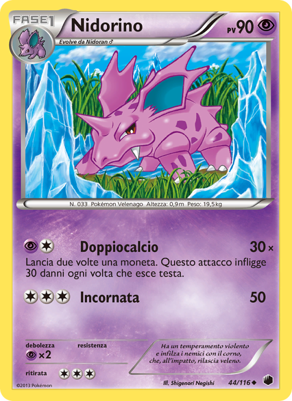 Nidorino 044/122 — Glaciazione Plasma (Italian Pokémon TCG card)