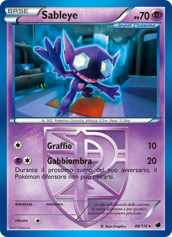 Sableye 049/122 — Glaciazione Plasma (Italian Pokémon TCG card)
