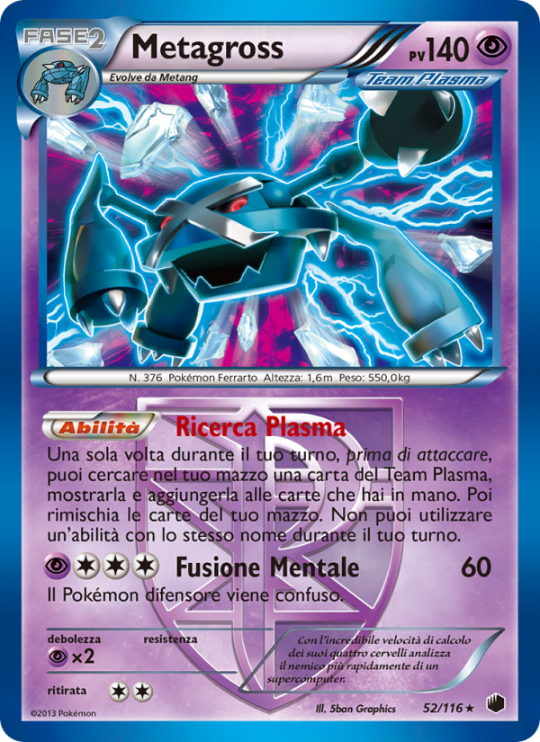Metagross 052/122 — Glaciazione Plasma (Italian Pokémon TCG card)