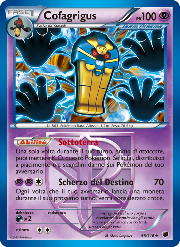 Cofagrigus 056/122 — Glaciazione Plasma (Italian Pokémon TCG card)