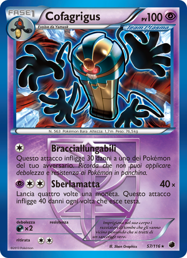 Cofagrigus 057/122 — Glaciazione Plasma (Italian Pokémon TCG card)