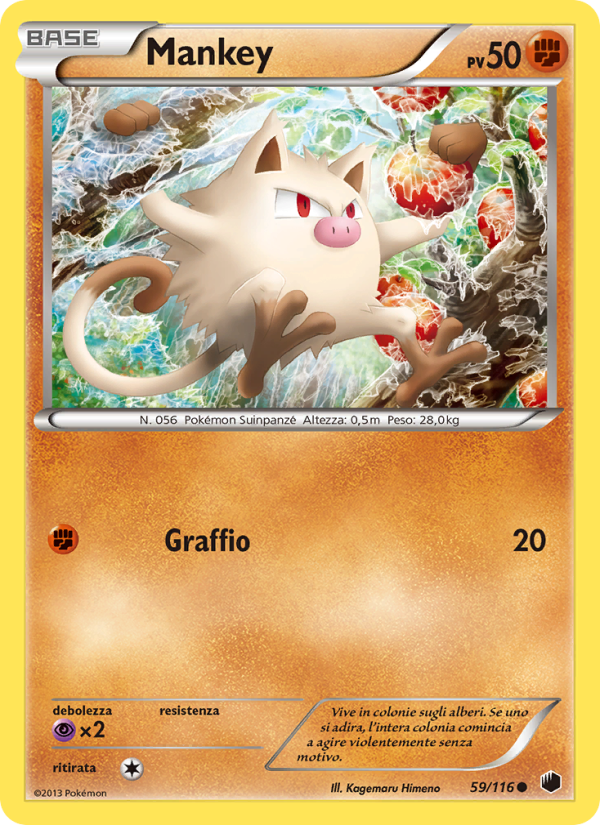 Mankey 059/122 — Glaciazione Plasma (Italian Pokémon TCG card)