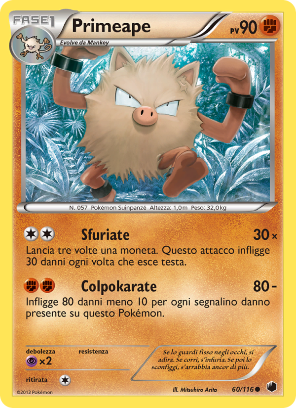 Primeape 060/122 — Glaciazione Plasma (Italian Pokémon TCG card)