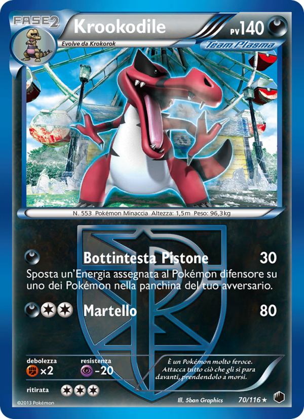 Krookodile 070/122 — Glaciazione Plasma (Italian Pokémon TCG card)
