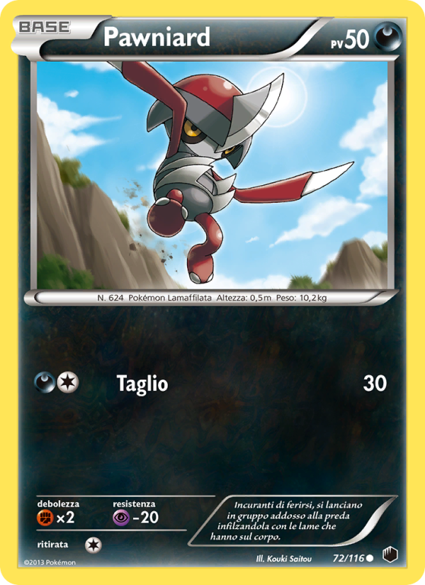 Pawniard 072/122 — Glaciazione Plasma (Italian Pokémon TCG card)