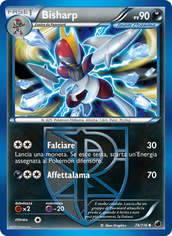 Bisharp 074/122 — Glaciazione Plasma (Italian Pokémon TCG card)