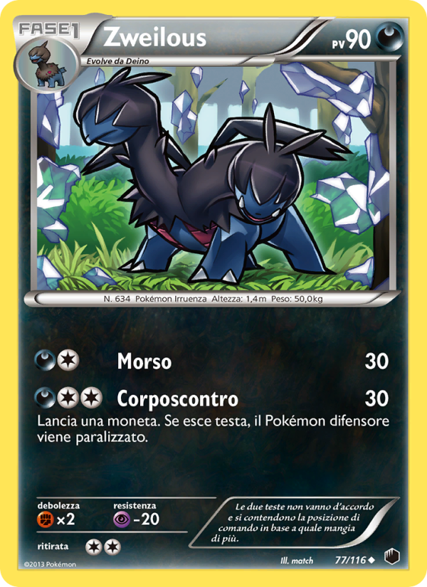 Zweilous 077/122 — Glaciazione Plasma (Italian Pokémon TCG card)