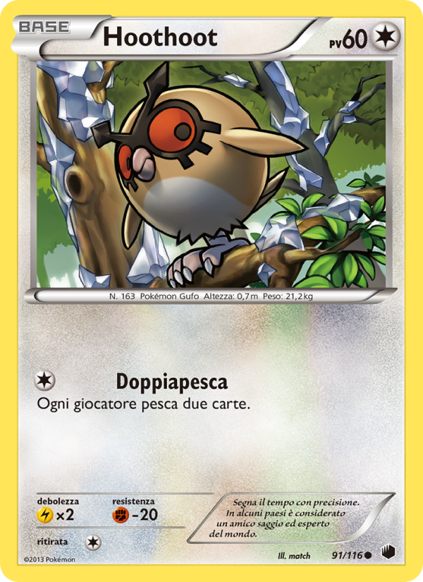 Hoothoot 091/122 — Glaciazione Plasma (Italian Pokémon TCG card)