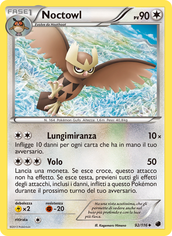 Noctowl 092/122 — Glaciazione Plasma (Italian Pokémon TCG card)