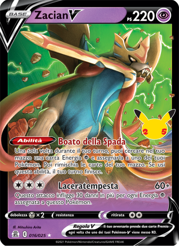 Zacian V 016/25 — Gran Festa (Italian Pokémon TCG card)