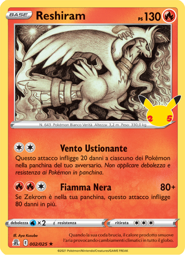 Reshiram 002/25 — Gran Festa (Italian Pokémon TCG card)