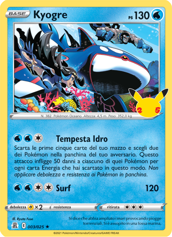 Kyogre 003/25 — Gran Festa (Italian Pokémon TCG card)