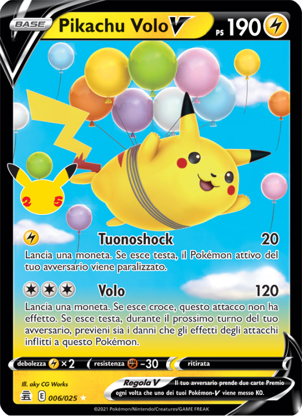 Pikachu Volo V 006/25 — Gran Festa (Italian Pokémon TCG card)