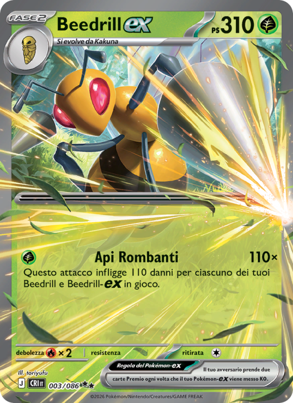Beedrill-ex 003 — Caos Nascente (Italian Pokémon TCG card)