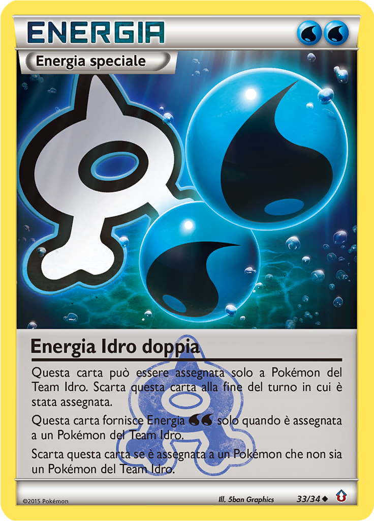 Energia Idro doppia 33/34 — Double Crisis (Italian Pokémon TCG card)