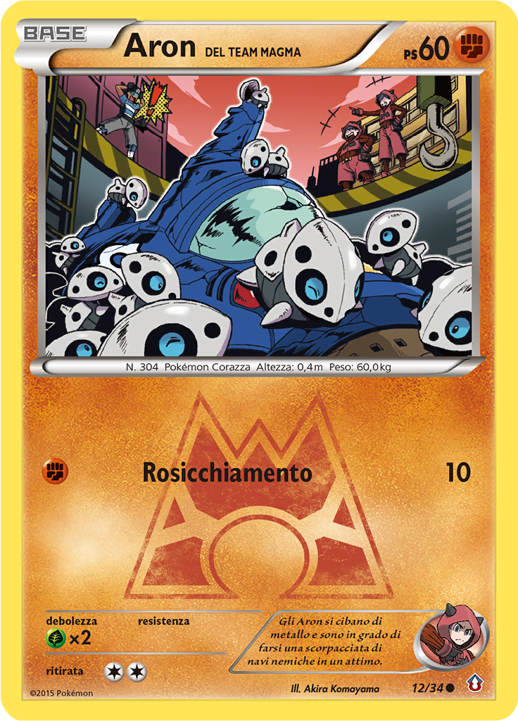 Aron del Team Magma 12/34 — Double Crisis (Italian Pokémon TCG card)