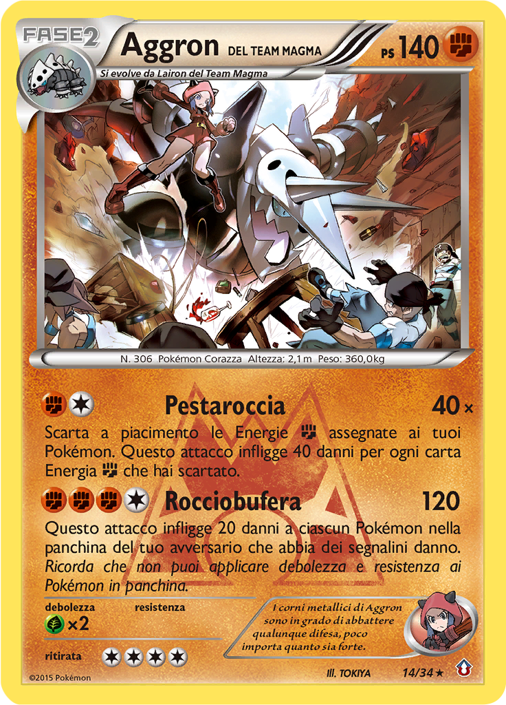 Aggron del Team Magma 14/34 — Double Crisis (Italian Pokémon TCG card)