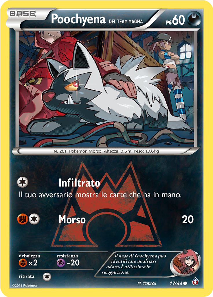 Poochyena del Team Magma 17/34 — Double Crisis (Italian Pokémon TCG card)
