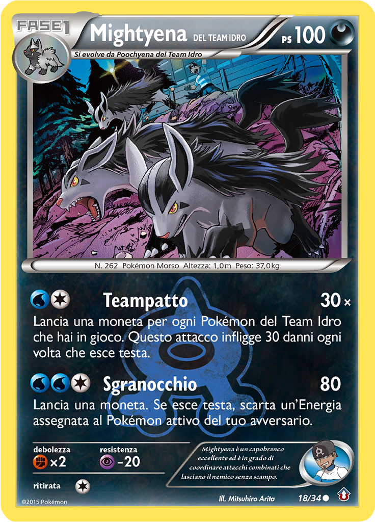 Mightyena del Team Idro 18/34 — Double Crisis (Italian Pokémon TCG card)