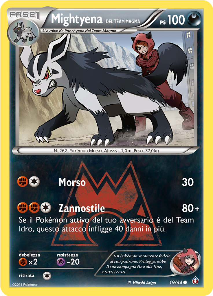 Mightyena del Team Magma 19/34 — Double Crisis (Italian Pokémon TCG card)
