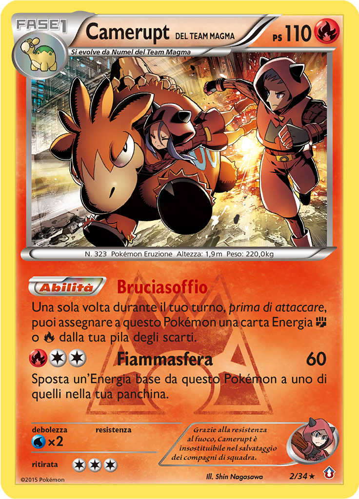 Camerupt del Team Magma 2/34 — Double Crisis (Italian Pokémon TCG card)