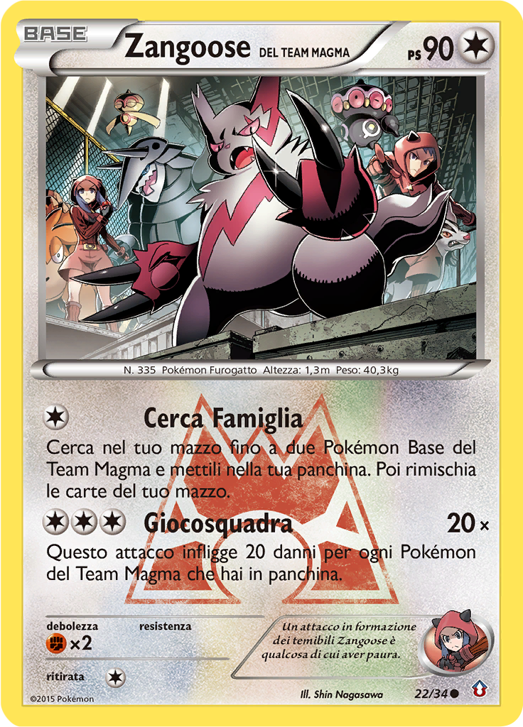 Zangoose del Team Magma 22/34 — Double Crisis (Italian Pokémon TCG card)