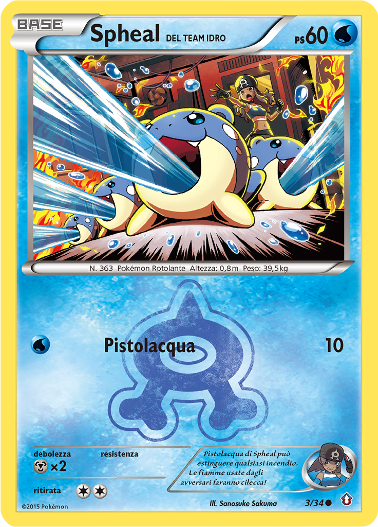 Spheal DEL TEAM IDRO 3/34 — Double Crisis (Italian Pokémon TCG card)