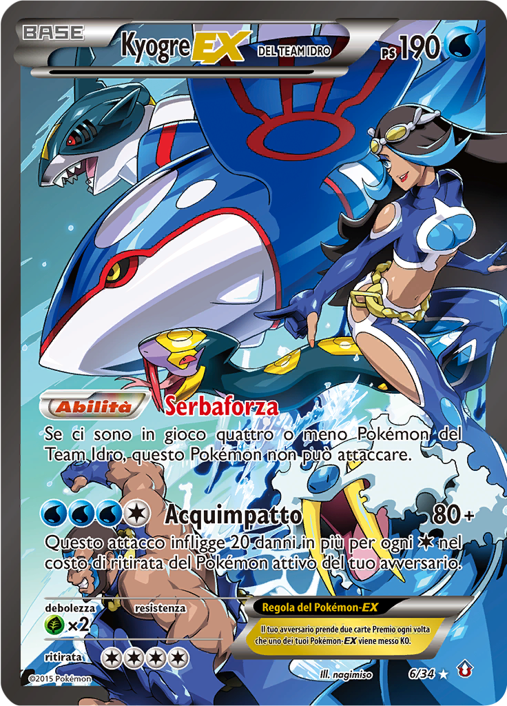 Kyogre-EX del Team Idro 6/34 — Double Crisis (Italian Pokémon TCG card)