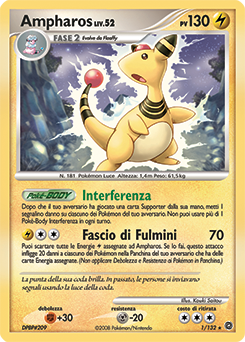 Ampharos 001/132 — Prodigi Segreti (Italian Pokémon TCG card)