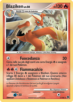 Blaziken 001/106 — Incontri Leggendari (Italian Pokémon TCG card)