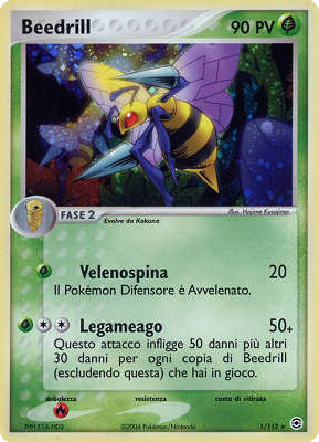 Beedrill 001 — EX RossoFuoco e VerdeFoglia (Italian Pokémon TCG card)
