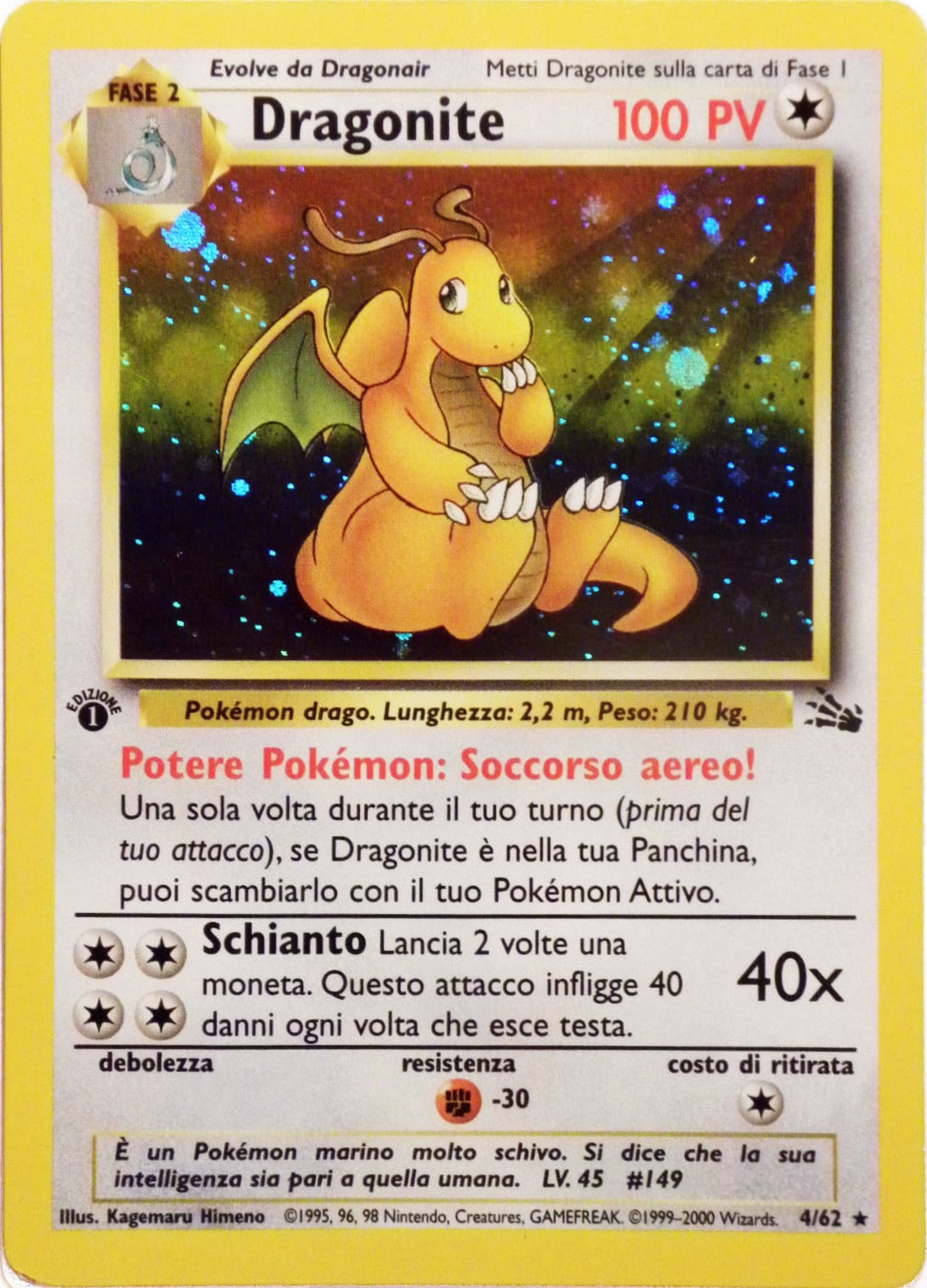 Dragonite 019 — Fossil (Italian Pokémon TCG card)