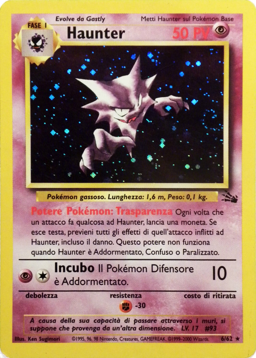 Haunter 021 — Fossil (Italian Pokémon TCG card)