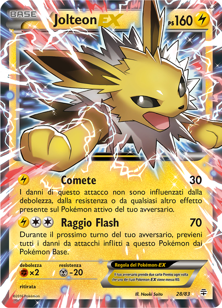 Jolteon EX 28/83 — Generazioni (Italian Pokémon TCG card)