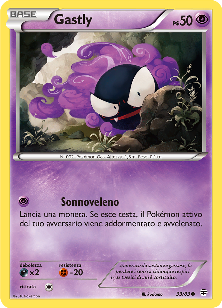 Gastly 33/83 — Generazioni (Italian Pokémon TCG card)