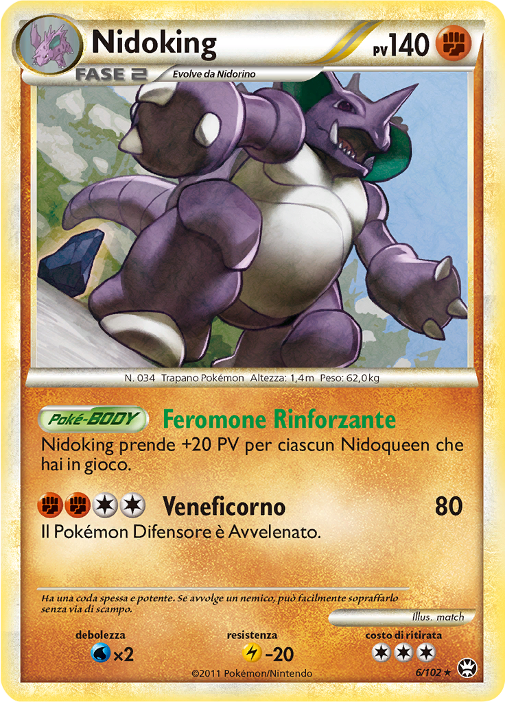 Nidoking 6/102 — Battaglie Trionfali (Italian Pokémon TCG card)
