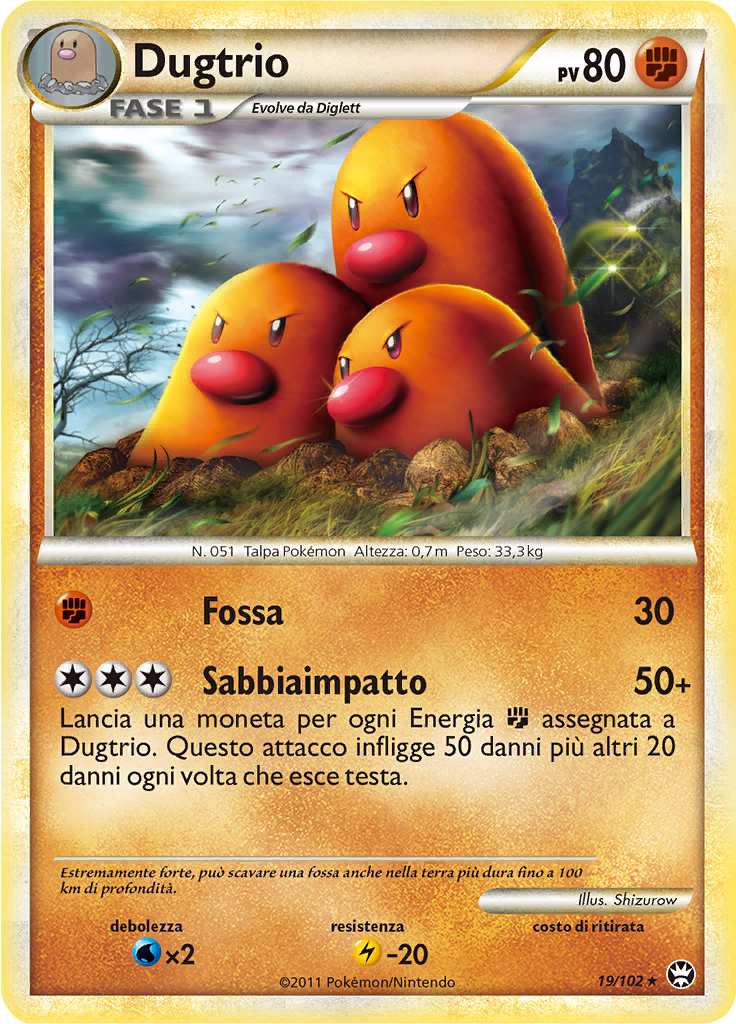 Dugtrio 19/102 — Battaglie Trionfali (Italian Pokémon TCG card)