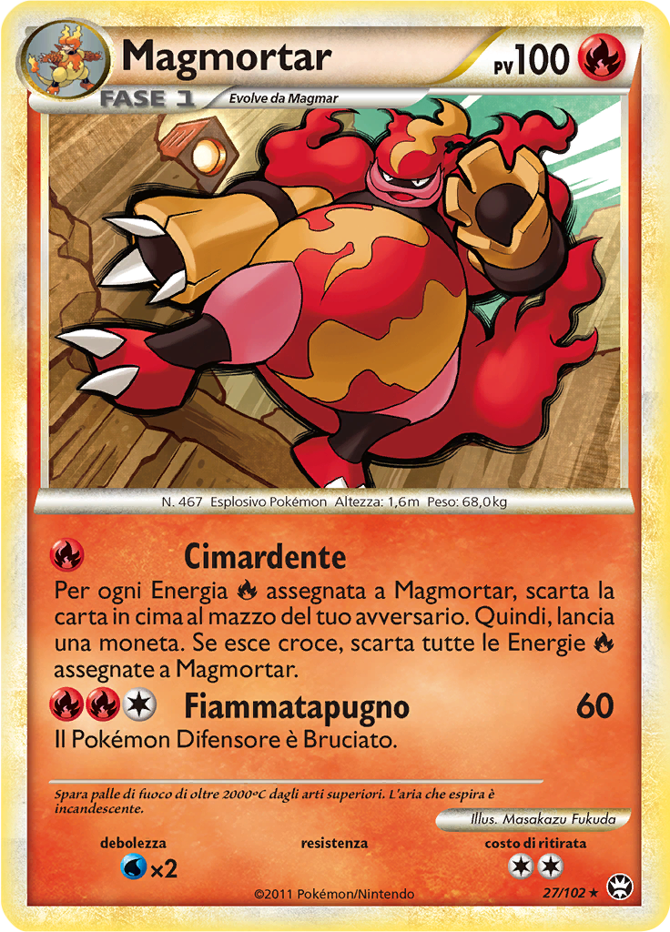 Magmortar 27/102 — Battaglie Trionfali (Italian Pokémon TCG card)