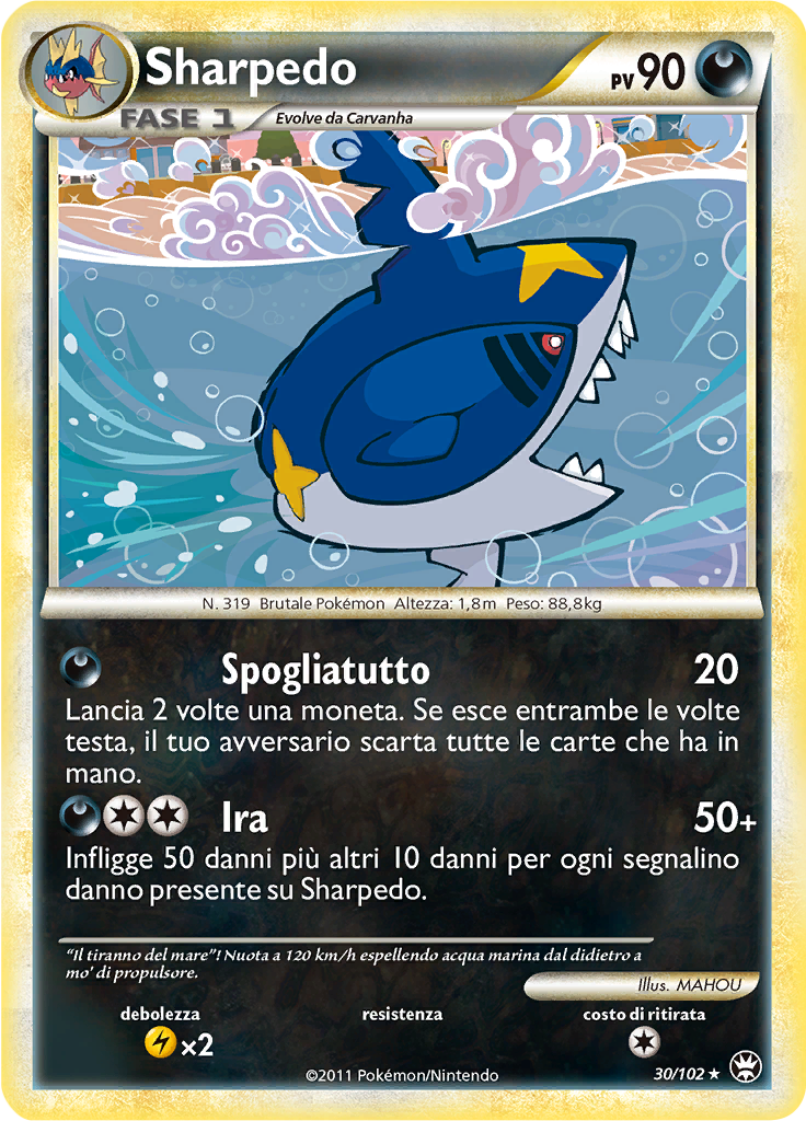 Sharpedo 30/102 — Battaglie Trionfali (Italian Pokémon TCG card)