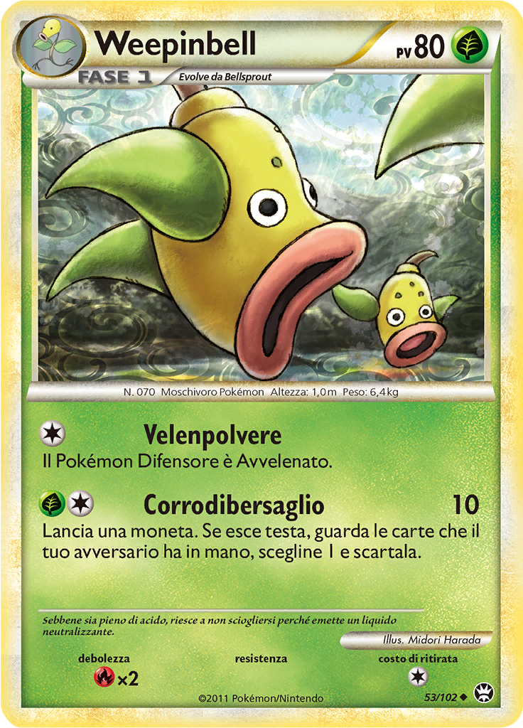 Weepinbell 53/102 — Battaglie Trionfali (Italian Pokémon TCG card)
