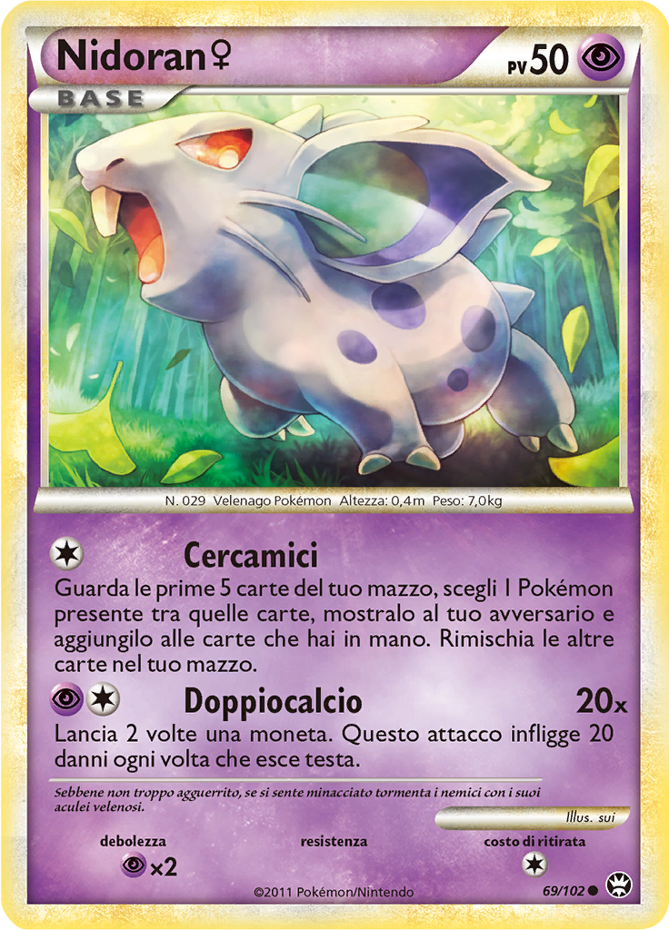 Nidoran♀ 69/102 — Battaglie Trionfali (Italian Pokémon TCG card)