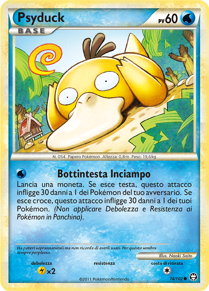 Psyduck 74/102 — Battaglie Trionfali (Italian Pokémon TCG card)