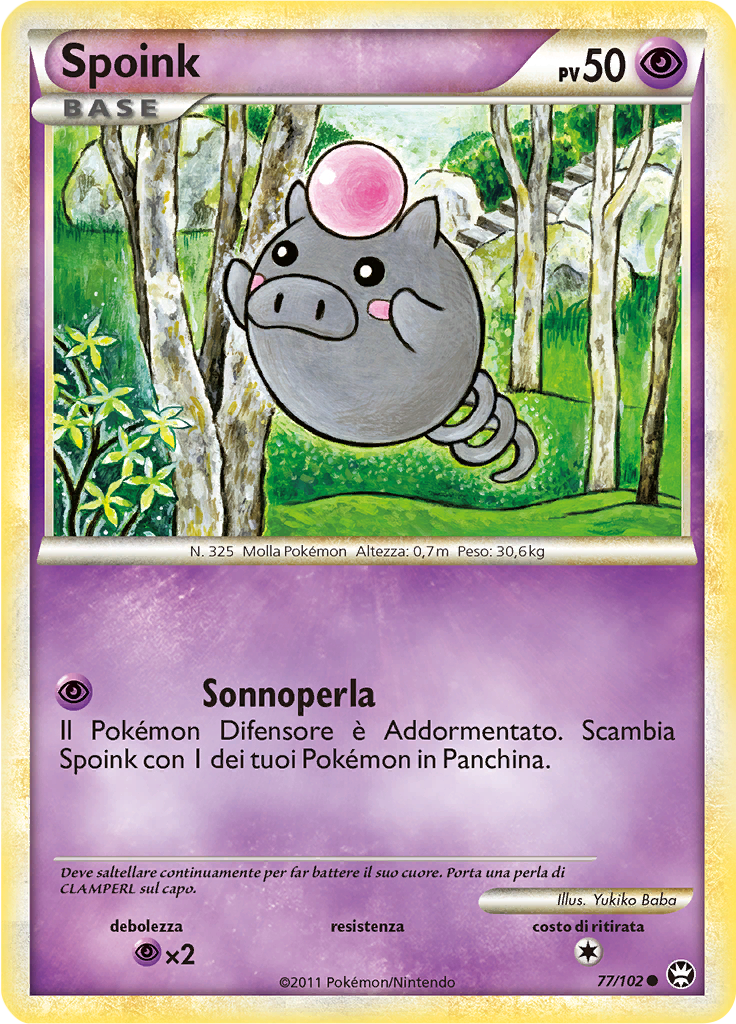Spoink 77/102 — Battaglie Trionfali (Italian Pokémon TCG card)