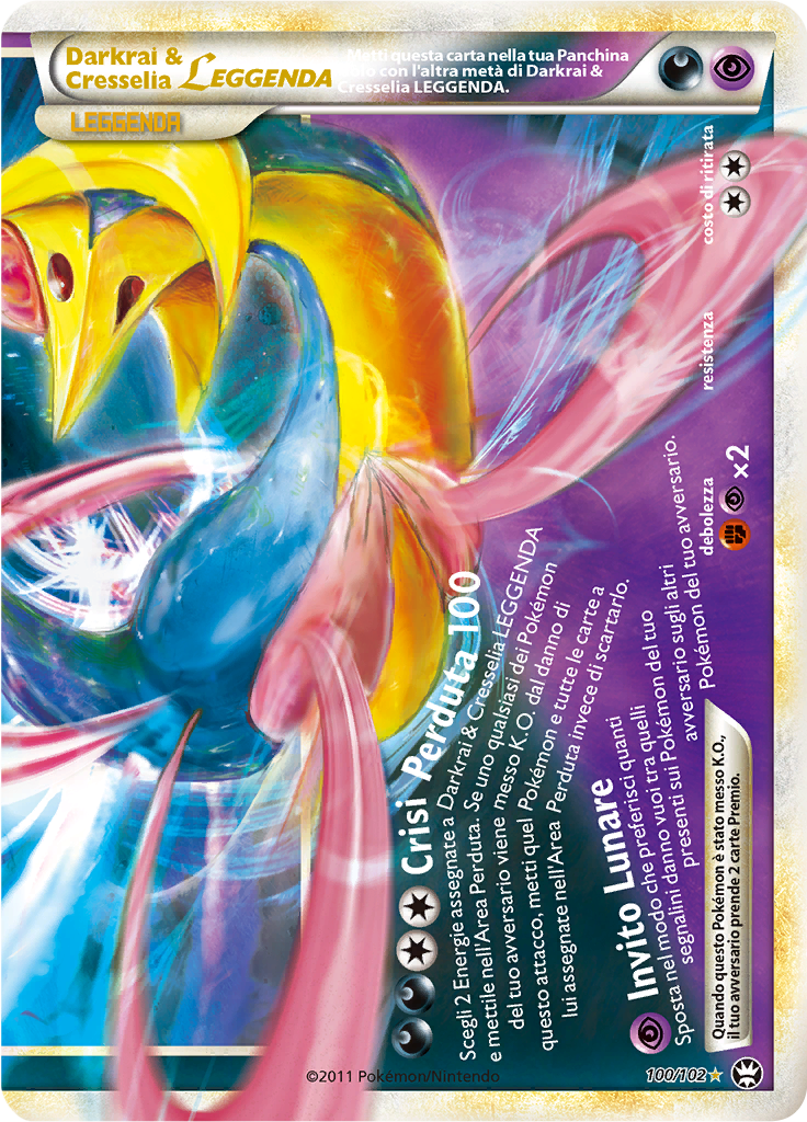 Darkrai & Cresselia LEGGEND A 100/102 — Battaglie Trionfali (Italian Pokémon TCG card)