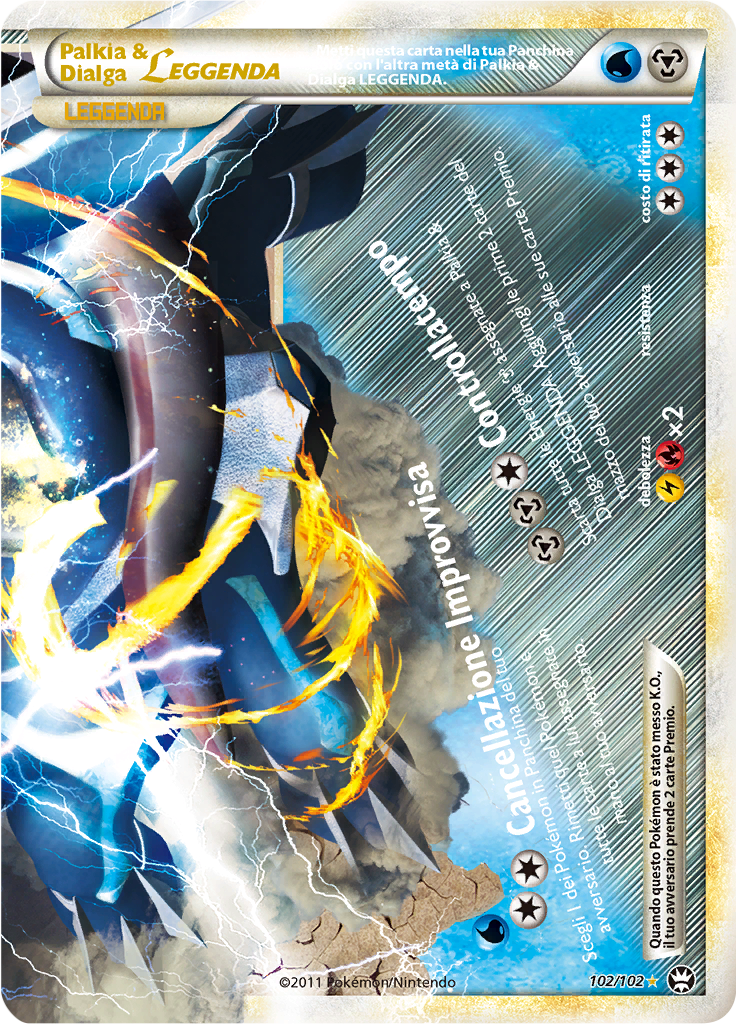 Palkia & Dialga LEGGEND A 102/102 — Battaglie Trionfali (Italian Pokémon TCG card)