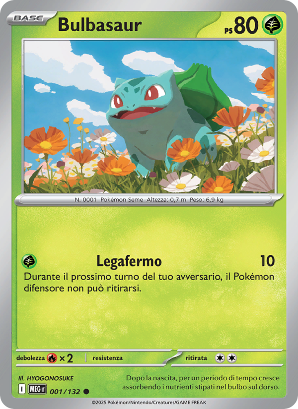 Bulbasaur 001/188 — Megaevoluzione (Italian Pokémon TCG card)