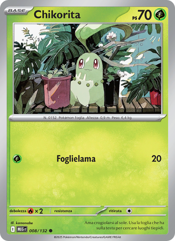 Chikorita 008/188 — Megaevoluzione (Italian Pokémon TCG card)