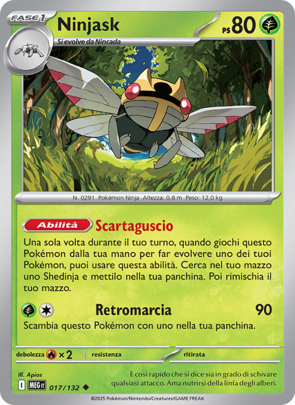 Ninjask 017/188 — Megaevoluzione (Italian Pokémon TCG card)