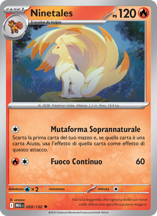 Ninetales 020/188 — Megaevoluzione (Italian Pokémon TCG card)