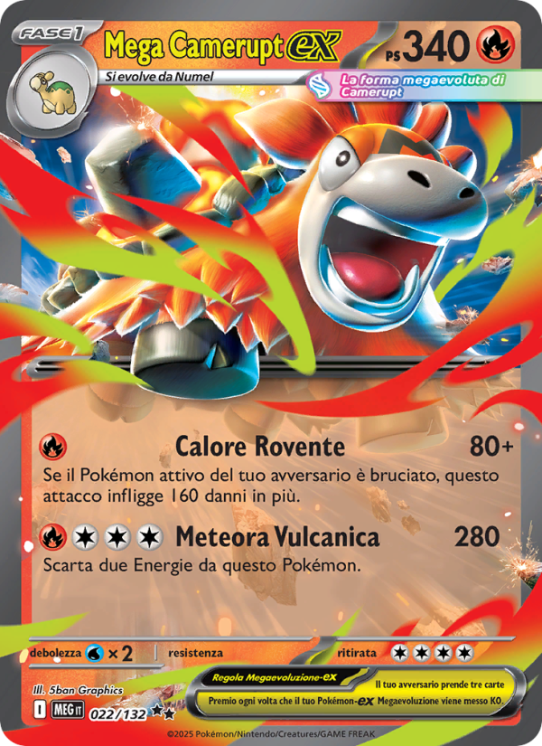 Mega Camerupt-ex 022/188 — Megaevoluzione (Italian Pokémon TCG card)